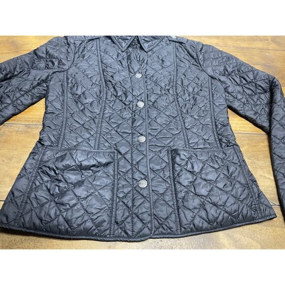 BURBERRY Brit Jacket Women's S Diamond Quilted Nova Check Black Lightweight - Picture 2 of 14